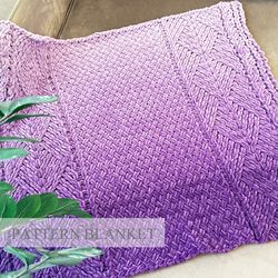 Finger crochet blanket pattern, Blanket knitting pattern, Alize Puffy Fine Yarn Pattern, Loop Yarn Blanket Pattern