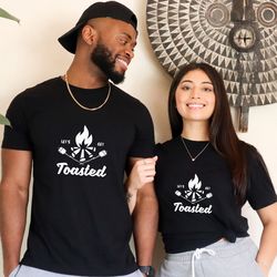 camp outdoors nature campers t-shirt, lets get toasted shirt, tent forest camper nature lovers gift - shirts with saying