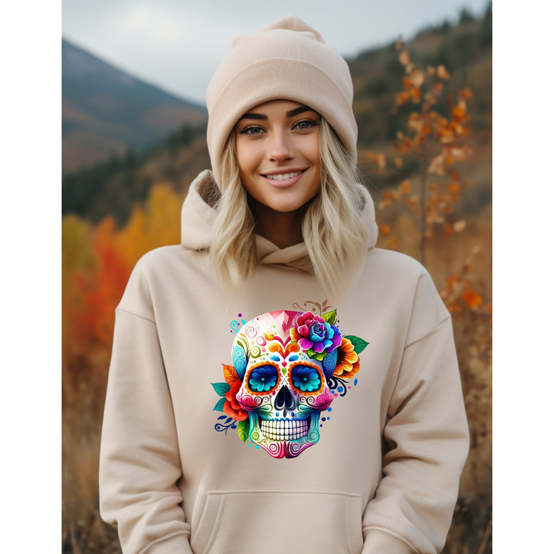 Day of the dead, Dia De Los Muertos Sweat, Day Of The Dead Faux Sweatshirt, Sugar Skull, Halloween, Costume, Mexican, Floral, Vintage Hoodie.jpg