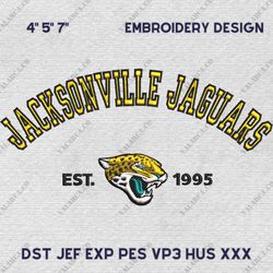 Jacksonville Jaguars Logo Embroidery Design, Jacksonville Jaguars NFL Logo Sport Embroidery Design, Famous Football