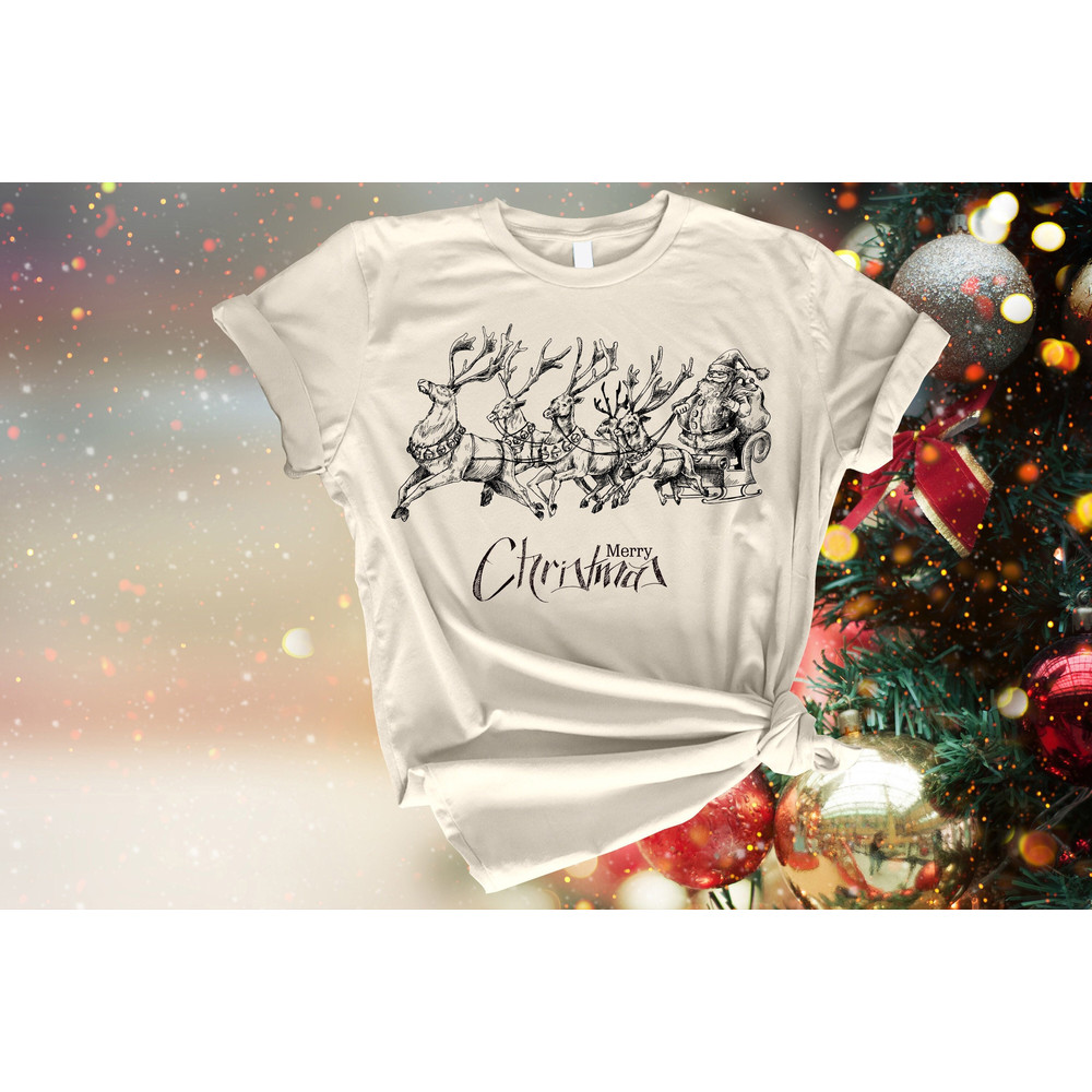 Merry Christmas Santa Sweatshirt, Santa Reindeer Sleigh Rides Shirt, Christmas Gift Hoodie, Christmas Jingle Bells, Christmas Holiday Shirt.jpg