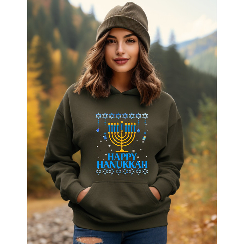 Happy Hanukkah Sweat, Shalom Gnome Hoodie, Dreidel Graphic Tees, Kids Hanukkah Sweater, Candle Lights Family Sweats, Chanukah Holiday Gifts.jpg