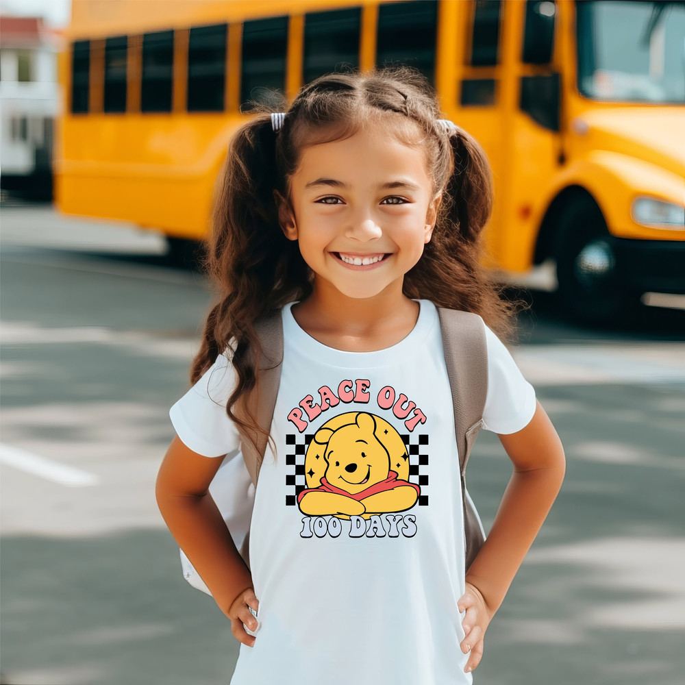 Peace Out 100th Day Of School Shirt, 100 Days Brighter Student Shirt, Winnie the Pooh and Friends School Shirt, Gift For Teacher Shirt.jpg
