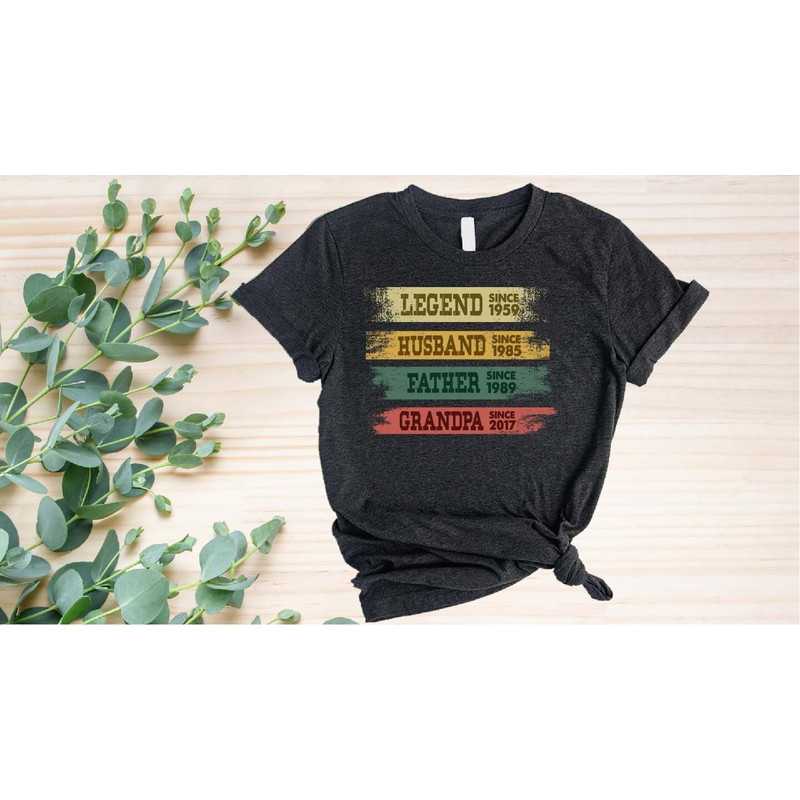 Personalized Dad Grandpa Shirt, Father's Day Shirt, Husband Father Grandpa Legend, Grandfather Custom Dates, Funny Dad Birthday Gift for Men 1.jpg