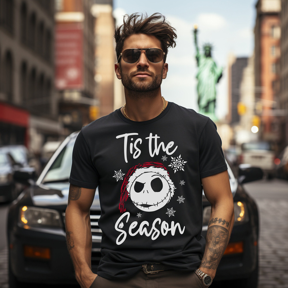 Santa Jack Skellington Tis The Season Shirt, Nightmare Before Christmas Sweatshirt, Mickey Merry Party, Disney Christmas Family Trip Shirts.jpg