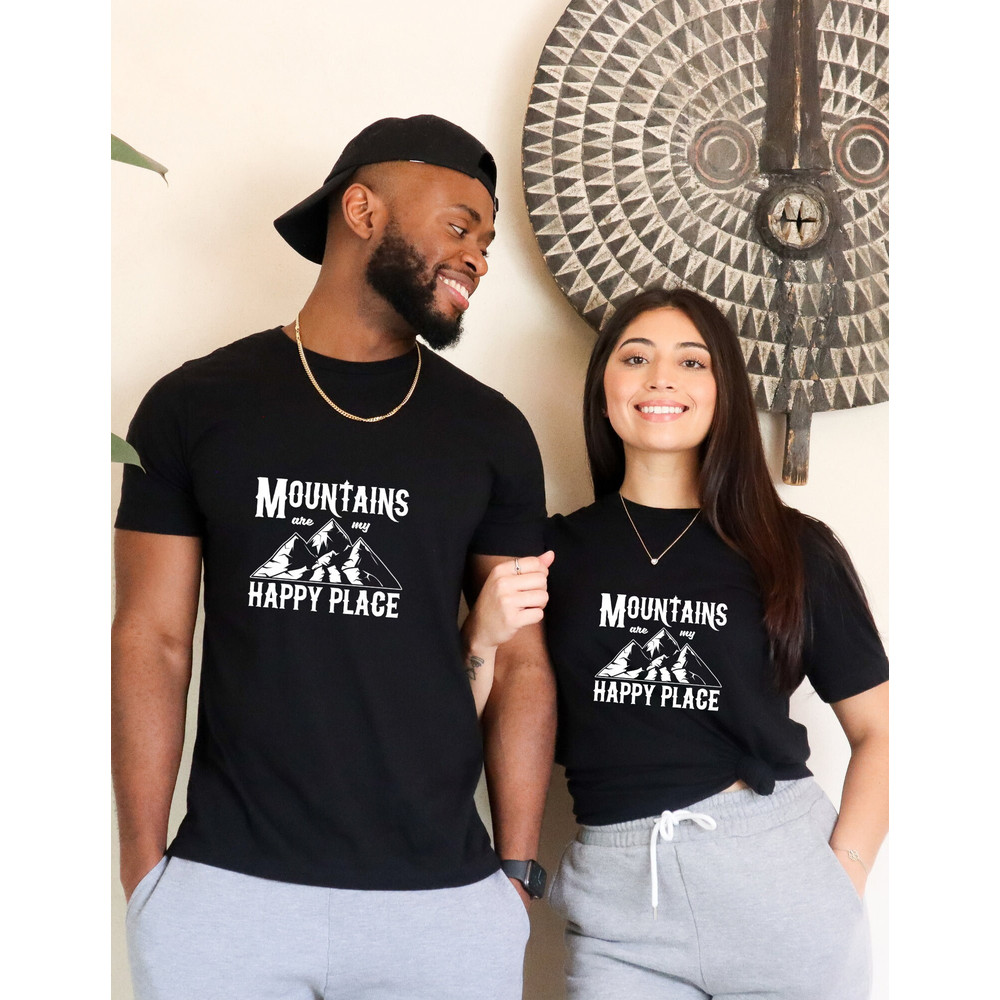 Mountains Happy place T-Shirt, Forest Camper Nature Lovers - Shirts with sayings -Couple Nature shirts, Camper Gifts, Sayings with.jpg