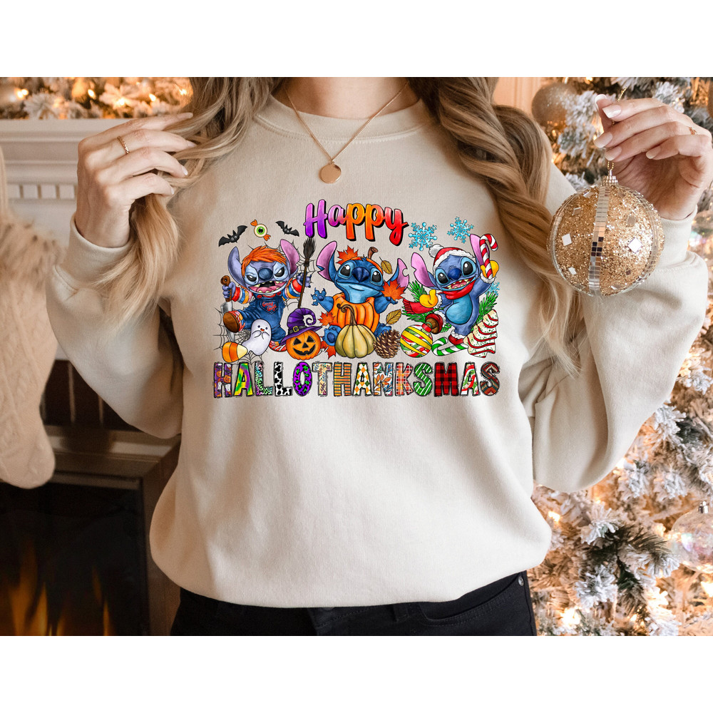 Stitch Hallothanksmas Sweatshirt, Stitch Shirt, Stitch Halloween Thanksgiving Shirt, Stitch Christmas Shirt, Stitch Holiday Season Shirt.jpg