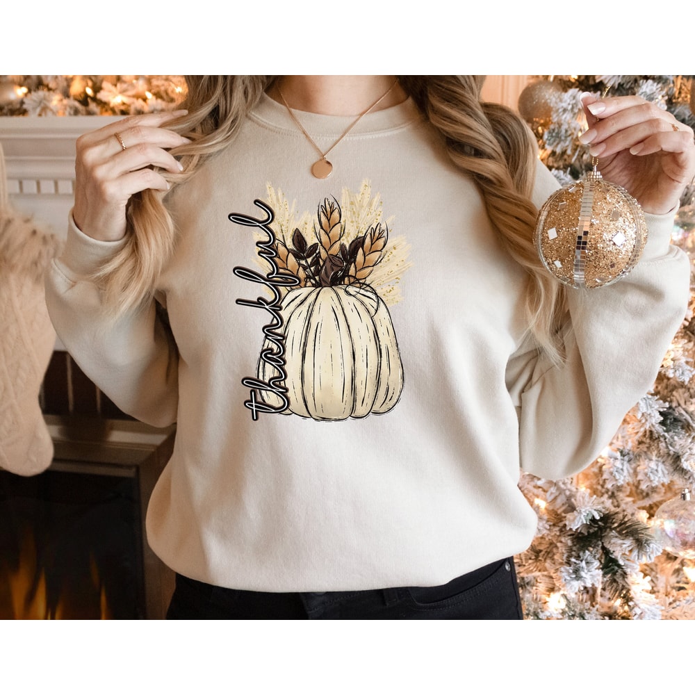Thankful Pumpkin Floral Sweatshirt, Pumpkin Patch Shirt, Thanksgiving Dinner Shirt, Hello Pumpkin, Autumn Fall Vibes, Floral Pumpkin.jpg