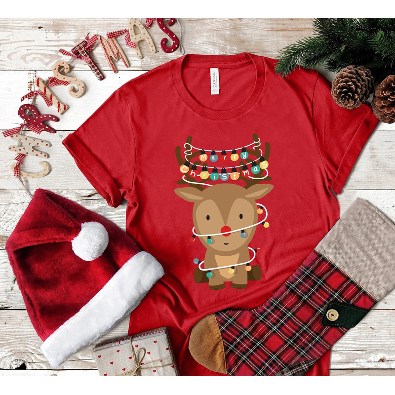 Merry Christmas Shirt, Cute Reindeer Shirt, Reindeer Lover Shirt, Christmas Family Matching Shirt, Christmas Pajamas Shirt, Christmas Gifts.jpg
