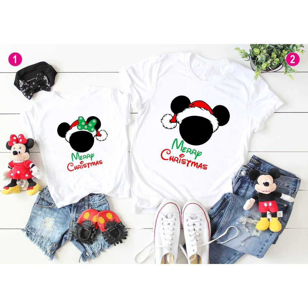Mickey And Minnie Head With Santa Hat Christmas Shirt, Pocket Mickey Head Shirt, Santa Shirt, Christmas Matching T-Shirt, Mickey Ear.jpg