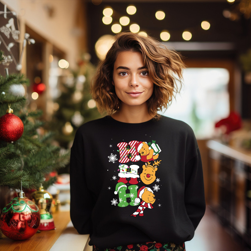 Winnie The Pooh Christmas Sweatshirt, Disney Ho Ho Christmas Shirt, Winnie The Pooh Santa Shirt, Winnie The Pooh Ho Ho Shirt, Xmas Pooh Bear.jpg