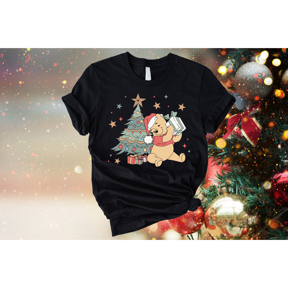 Winnie The Pooh Christmas Tree Shirt, Disney Pooh Bear Christmas Sweatshirt, Disney Kids Christmas Gift Shirt, Winnie The Pooh Holiday Shirt.jpg