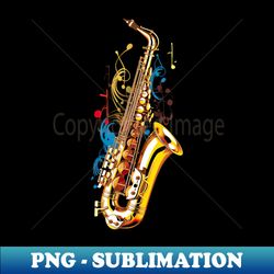 Expressive Saxophone Art - Decorative Sublimation PNG File - Perfect for Creative Projects