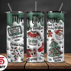 Christmas 20oz Tumbler Wrap PNG, Christmas 3D Inflated Puffy Tumbler Wrap Png, Grinchmas 20oz Png 45