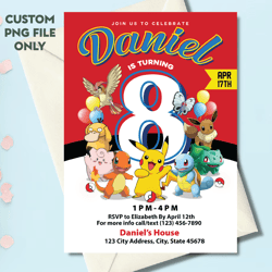 personalized file pokemone birthday invitation digital, pokemon invitation, pokemon birthday, pikachu invitation, bestse