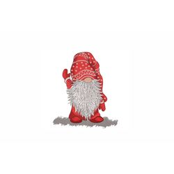 Gnome in Red Machine Embroidery Design. 5 Sizes. Christmas Embroidery Design