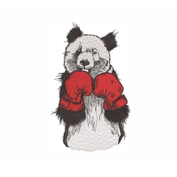 panda in boxing gloves machine embroidery design. 5 sizes. bear machine embroidery design
