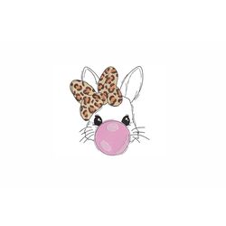 bubble gum bunny machine embroidery design. 3 sizes. easter embroidery design. bubble gum embroidery design