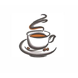 Cup of Coffee Machine Embroidery Design. 4 Sizes. Coffee Cup Embroidery Design