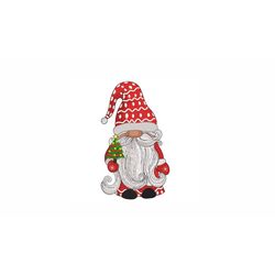 gnome with a christmas tree machine embroidery design. 4 sizes. christmas embroidery design