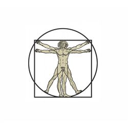 vitruvian man machine embroidery design. 4 sizes