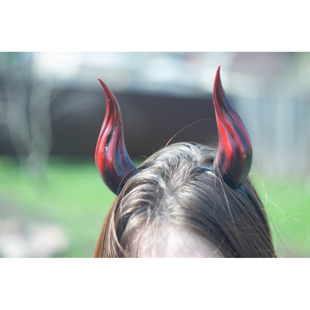Small Devil Horns Lightweight 3d Printed Headset Accessories Realistic Fantasy Cosplay Red Demon Horns 0