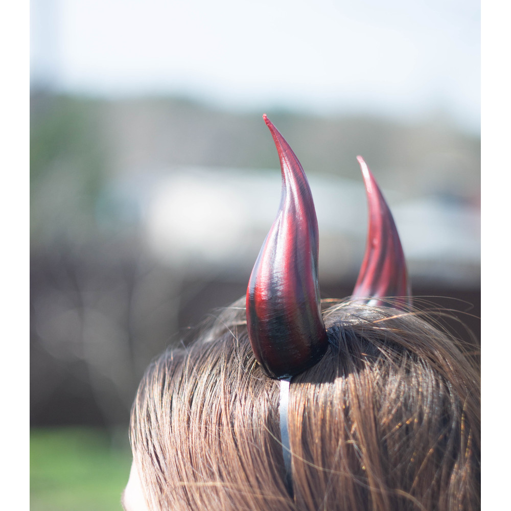 Small Devil Horns Lightweight 3d Printed Headset Accessories Realistic Fantasy Cosplay Red Demon Horns 1