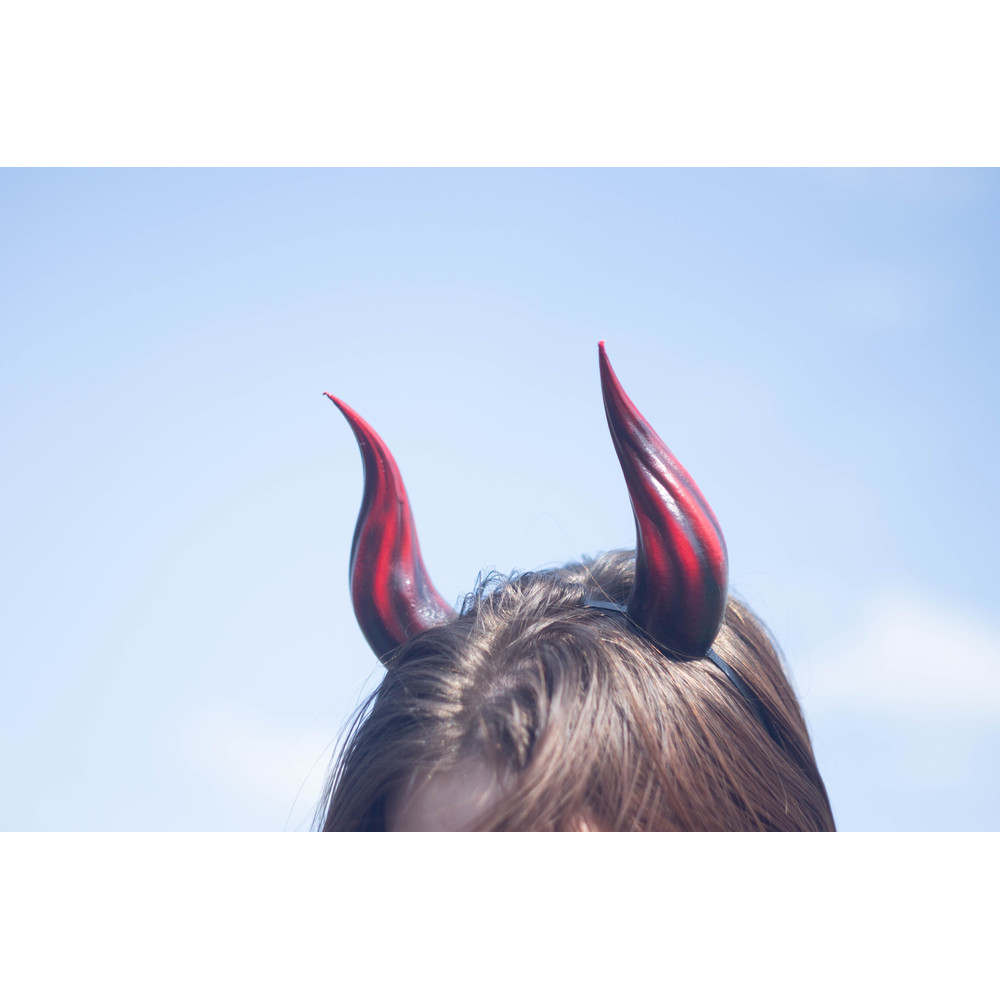 Small Devil Horns Lightweight 3d Printed Headset Accessories Realistic Fantasy Cosplay Red Demon Horns 2
