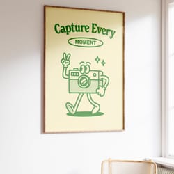 capture every moment print, printable wall art, retro wall art, inspirational print, photography quote, gift for photogr