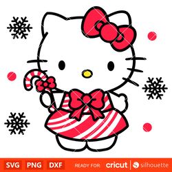 Christmas Hello Kitty Candy Svg, Christmas Svg, Sanrio Christmas Svg, Kawaii Svg, Cricut, Silhouette Vector Cut File