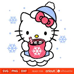 Hello Kitty Hot Cocoa Svg, Christmas Svg, Sanrio Christmas Svg, Kawaii Svg, Cricut, Silhouette Vector Cut File