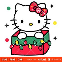Hello Kitty Present Svg, Christmas Svg, Sanrio Christmas Svg, Kawaii Svg, Cricut, Silhouette Vector Cut File