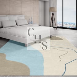 green and white rectangle shape carpet for home decor- soft & durable - ideal for living room, bedroom, or office