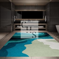 handmade teal color rectangle carpet nz wool area rug for living room,play room, kitchen,drawing room customize in any s