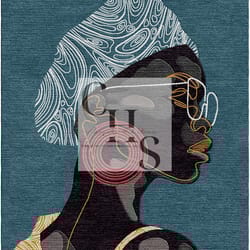 blue and black face print rug luxurious, and stylish floor accent - ideal for living rooms, bedrooms, and more