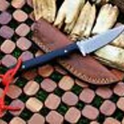 custom handmade Damascus steel hunting skinner knife black micarta handle gift for him groomsmen gift wedding anniversar