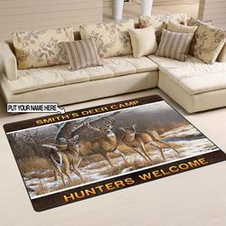 personalized deer camp hunting rug 06534
