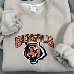Cincinnati Bengals Embroidered Sweatshirt, NFL Embroidered Shirt, Bengals NFL Logo, Embroidered Hoodie, Unisex T-Shirt