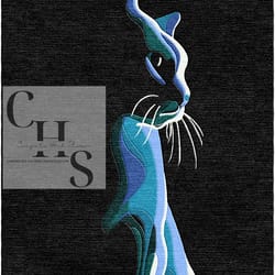 cat print black and blue rectangle area rug for living room kids office home.