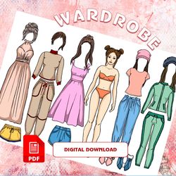 Paper Wardrobe Doll. Doll Dress Up. Paper clothes. Quiet book.