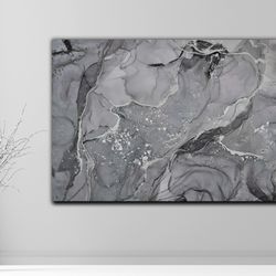 gray marble canvas, silver marble art, marble poster, silver marble, mold print, luxury wall art, modern wall art, moder
