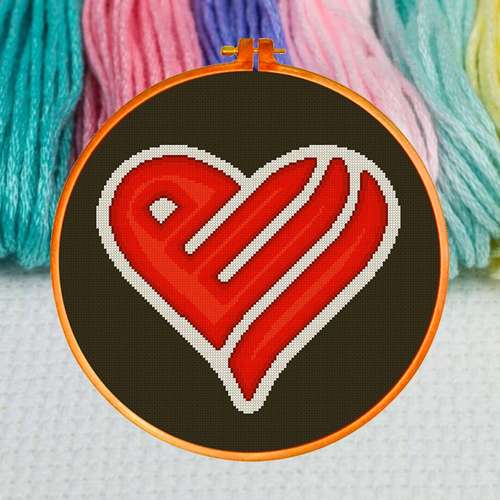 Allah Heart Cross Stitch Pattern2, Islamic cross stitch pattern, instant digital PDF download, Modern cross stitch chart