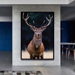 deer canvas wall art, deer canvas print art in nature, noble deer canvas print art, ready to hang gift canvas wall decor