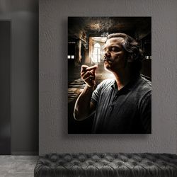 pablo escobar print on canvas, escobar wall art, smoking escobar canvas, el patron canvas, modern wall decor, ready to h