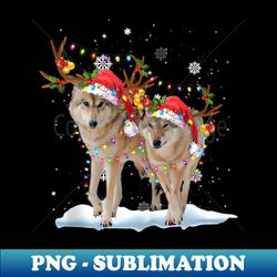 Wolf Christmas Santa Hat Tree Lights Xmas Funny Wolf Lover - Instant Sublimation Digital Download - Instantly Transform Your Sublimation Projects