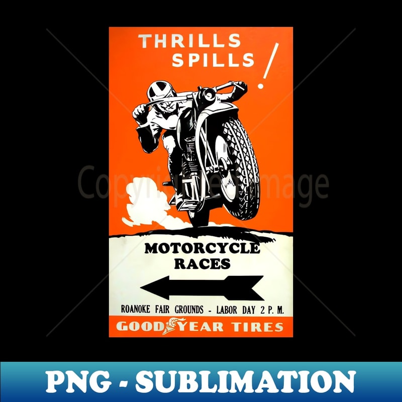 Motorcycle Races Vintage Poster - Unique Sublimation PNG Dow | Inspire ...