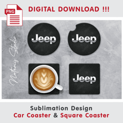 Inspired Car Coaster Template - Car Coaster Design - Sublimation Waterslade Pattern - Digital Download