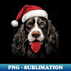 English Springer Spaniel Dog Funny Christmas Santa Hat Tree - PNG Transparent Sublimation File - Fashionable and Fearless