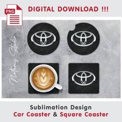 Inspired Car Coaster Template - Car Coaster Design - Sublimation Waterslade Pattern - Digital Download