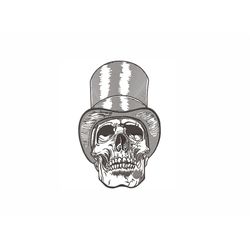 Skull in a Hat Machine Embroidery Design. 7 Sizes. Skull Embroidery Design